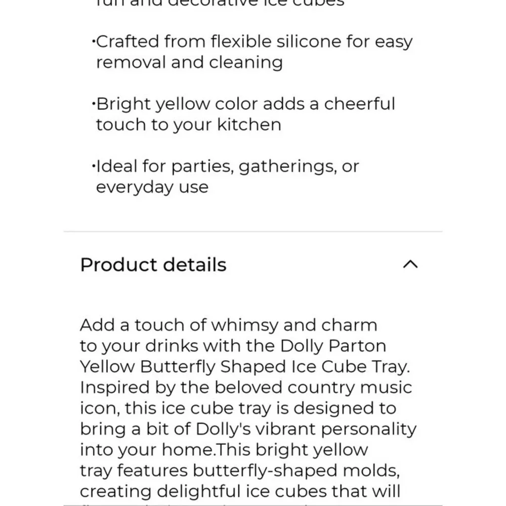 Dolly Parton Silicone Butterfly Ice Tray -Yellow